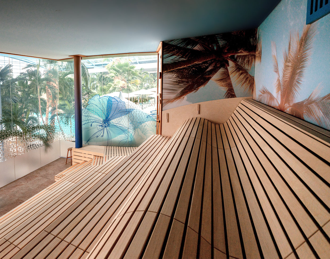 Referenz gewerblich, Badeparadies Titisee-Neustadt, Teil-Renovation von Panorama-Sauna, Erneuerung der Saunabänke, Verstärkung der Unterkonstruktion