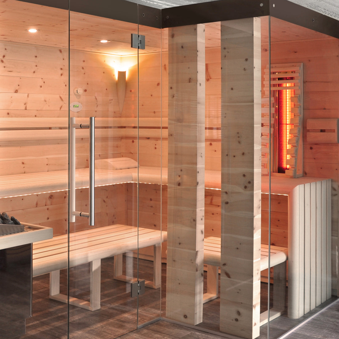 Infrarotsitzplatz integriert in Sauna
