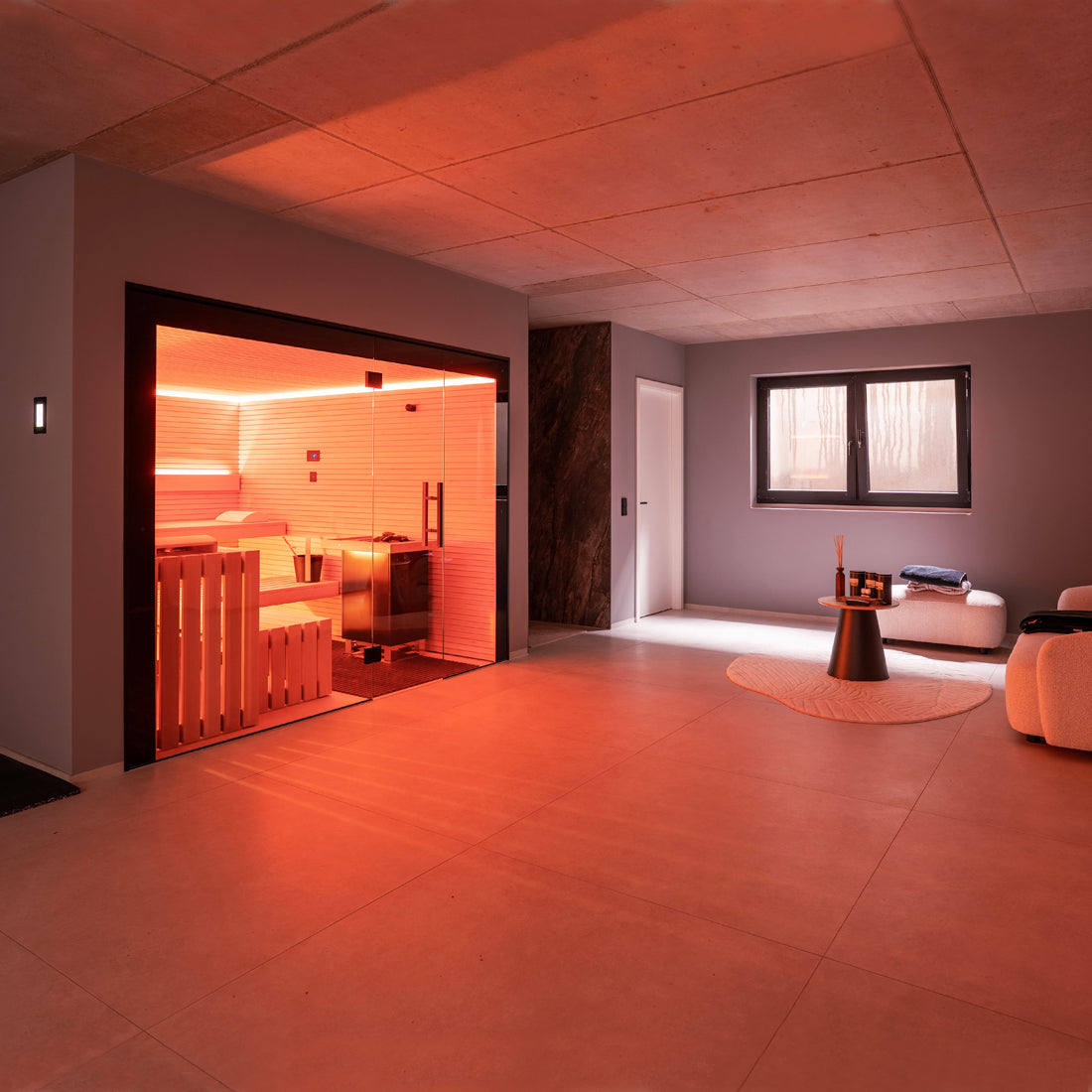 Sauna im Keller im modernen Design
